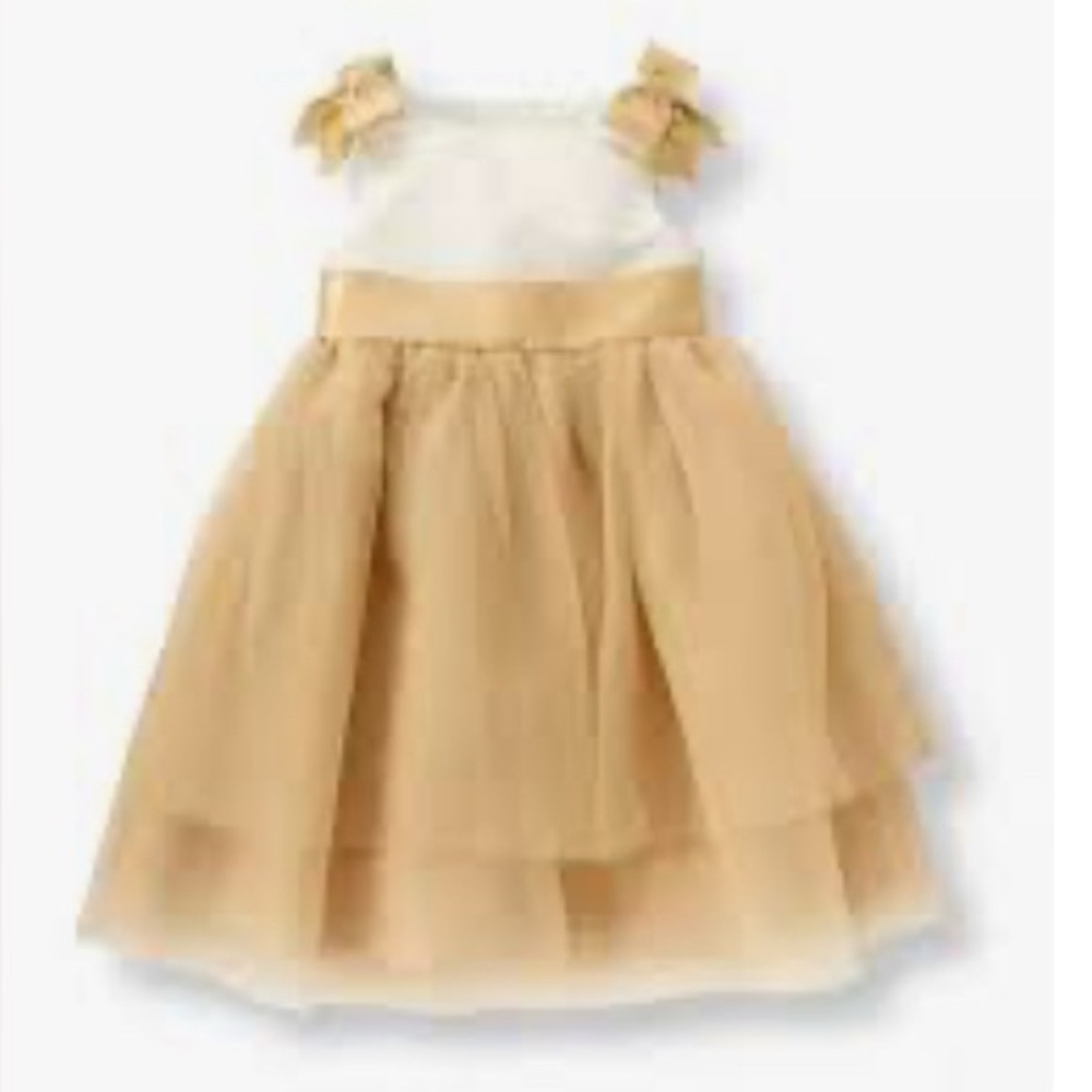 Janie and jack metallic gold colorblock tulle party dress nwt